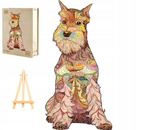 PASJO Holzpuzzle mit Hundemotiv 300 Teile 43x23,7 cm Geschenkidee für Kinder Puzzle Hund Einzigartige Tierförmige Creative Jigsaw aus Holz für Erwachsene von PASJO