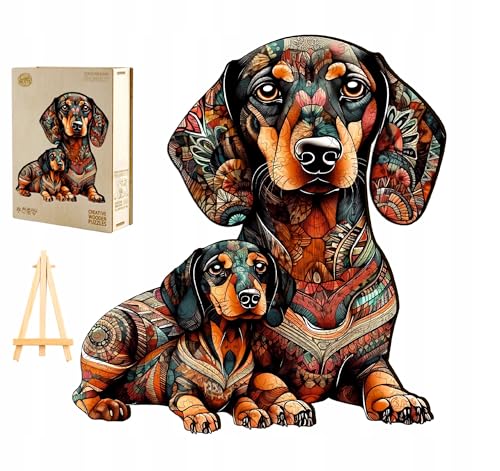 PASJO Holzpuzzle Erwachsene mit Hundemotiv 300 Teile 40x37,3 cm Geschenkidee für Kinder Puzzle Hund Tierförmige Puzzle Creative Jigsaw aus Holz für Erwachsene von PASJO