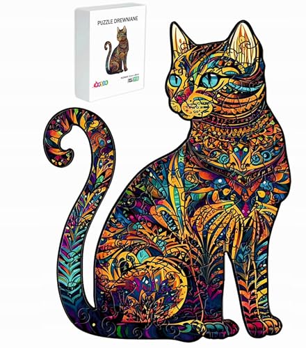 PASJO - Holzpuzzle Erwachsene mit Katzemotiv 115 Teile 28x21 cm - Geschenkidee für Kinder - Holz Puzzle Katze - Einzigartige Tierförmige Holz-Puzzle - Creative Jigsaw aus Holz für Erwachsene PASJO - Holzpuzzle Erwachsene mit Katzemotiv 115 Teile 28x21 cm - Geschenkidee für Kinder - Holz Puzzle Katze - Einzigartige Tierförmige Holz-Puzzle - Creative Jigsaw aus Holz für Erwachsene von PASJO