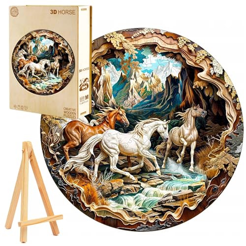PASJO Holzpuzzle für Erwachsene 3D-Effekt 300 Teile Wildpferde im Galopp inkl. Mini-Holzstaffelei und Holzbox PASJO Holzpuzzle für Erwachsene 3D-Effekt 300 Teile Wildpferde im Galopp inkl. Mini-Holzstaffelei und Holzbox von PASJO