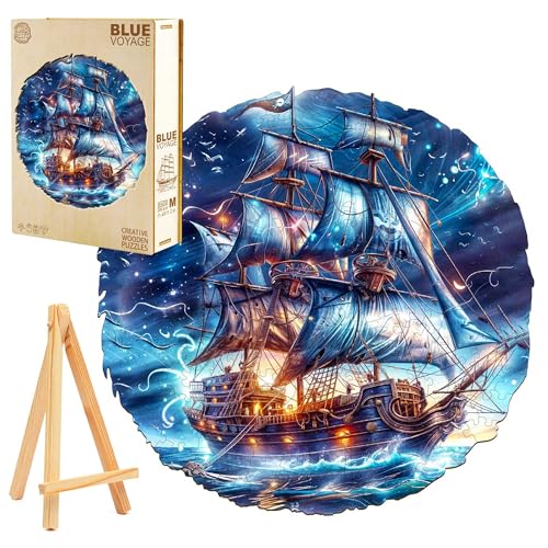 PASJO Holzpuzzle für Erwachsene Blaue Galeone 300 Einzelteile Holzschachtel Mini-Staffelei Wooden Puzzle Segelschiff PASJO Holzpuzzle für Erwachsene Blaue Galeone 300 Einzelteile Holzschachtel Mini-Staffelei Wooden Puzzle Segelschiff von PASJO