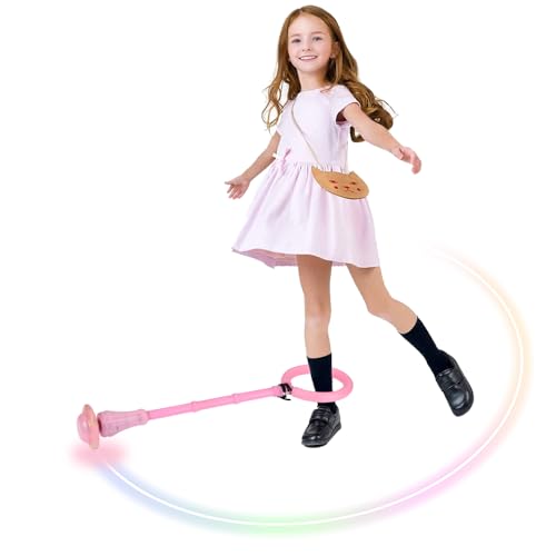 PASLFC Swing Wheel mit Lichtrad,Springring Fußkreisel,Kinder Blinkender Springring,Fun Flash Ankle Skip Ball,Blinkender Sprungball,Faltbarer Ankle Skip Ball,Flash Jumping Ball,Sport Sprungball(pink) von PASLFC