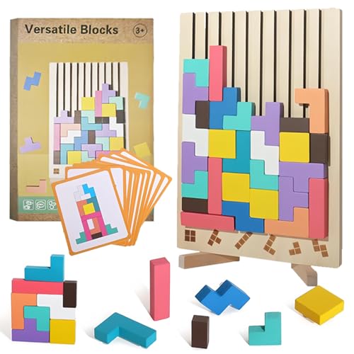 PASLFC Tetris Holzspiel 3D, Holz Tetris Montessori Bunt, Holz Stapelspiel Tetris mit 42 Steinen und 10 Herausforderungskarten, Montessori Spielzeug ab 3 Jahre, Geschenk für Kinder PASLFC Tetris Holzspiel 3D, Holz Tetris Montessori Bunt, Holz Stapelspiel Tetris mit 42 Steinen und 10 Herausforderungskarten, Montessori Spielzeug ab 3 Jahre, Geschenk für Kinder von PASLFC