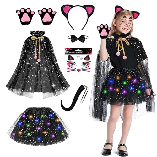 PASLFC Katzenkostüm Kinder,7 Stück Tierkostüm Kinder,Katze Tierkleid Cosplay Set,Kostümset Katze,Catwoman kostüm kinder,Tierkostüm für Mädchen für Halloween Cosplay Geburtstag Weihnachten PASLFC Katzenkostüm Kinder,7 Stück Tierkostüm Kinder,Katze Tierkleid Cosplay Set,Kostümset Katze,Catwoman kostüm kinder,Tierkostüm für Mädchen für Halloween Cosplay Geburtstag Weihnachten von PASLFC