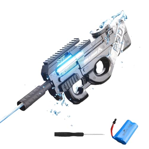 Wasserpistole Elektrisch mit USB Wiederaufladbar Batterie, Automatische Wasserpistole Elektrisch,Water Gun Elektrisch,Hoher Kapazität Wasserpistole,Reichweite beträgt etwa 8-10m(P90-Schwarz) von PASLFC