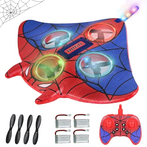 PATEMZON RC Flugzeug, Ferngesteuertes Flugzeug für Anfänger, mit Fernbedienung, LED-Licht, Auto-Hover, 360°-Flip, 4 Akkus und 4 Ersatzpropellern, 2.4GHz RC Flugzeuge für Erwachsene und Kinder von PATEMZON