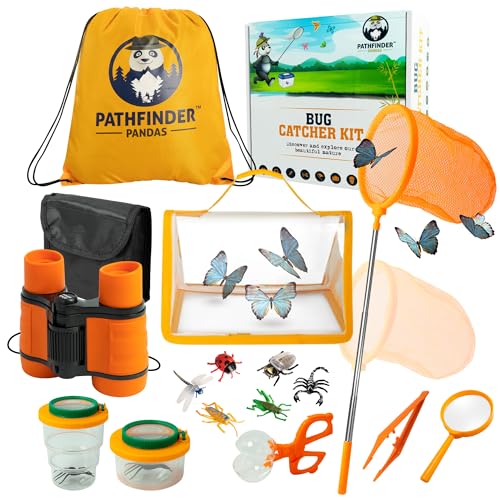 Forscherset für Kinder ab 6 - Insekten Forscherset Kinder mit Fernglas für Kinder, Becherlupe, Schmetterlingsnetz, Lupenglas für Kinder von PATHFINDER PANDAS