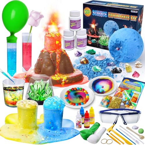 PATIFEED 50 Experimente für Kinder, Wissenschaftslabor Chemie Set, STEM Projekt Aktivitäten für Jungen Mädchen, Vulkan, Edelstein Ausgrabung, Lernen Pädagogische Wissenschaftler Spielzeug von PATIFEED