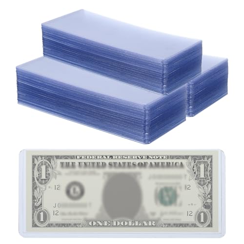 PATIKIL Geldscheinhüllen, 100 Stück PVC-Halter für Bargeld mit oberem Einschub für Geldscheine, Dollar-Bill-Rahmen für reguläre Banknoten, 6,9 x 2,95 Zoll, Blau von PATIKIL