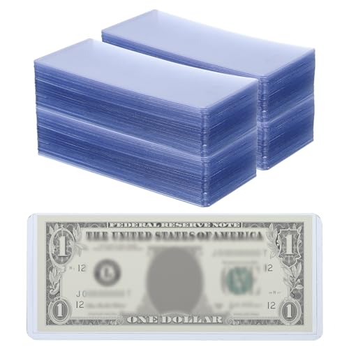 PATIKIL Geldscheinhüllen, 200 Stück PVC-Halter für Bargeld mit oberem Einschub für Geldscheine, 6,9 x 2,95 Zoll, Blau von PATIKIL