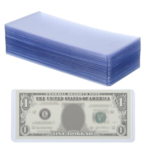 PATIKIL Geldscheinhüllen, 30 Stück PVC-Halter für Bargeld mit oberem Einsteckfach für Geldscheine, 6,9 x 2,95 Zoll, Blau von PATIKIL