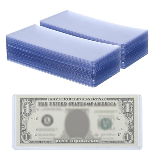 PATIKIL Geldscheinhüllen, 60 Stück PVC-Halter für Bargeld mit oberem Einschub für Geldscheine, Dollar-Bill-Rahmen für reguläre Banknoten, 6,9 x 2,95 Zoll, Blau von PATIKIL