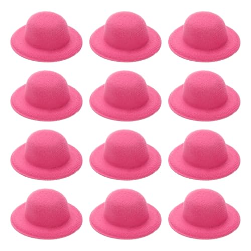 PATIKIL Mini-Puppenhüte, 2,3 mm, 12 Stück, Miniatur-Puppenhüte zum Basteln, Haar-Accessoires, Dekorieren von Puppe, Schneemann, Rosenrot von PATIKIL