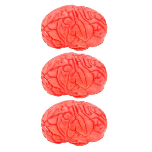 PATKAW 3 Stück Gefälschte Menschliche Gehirne – Gruselige Gefälschte Organ-Menschliche Gehirne Halloween-Simulationsgehirne Blutige Gehirnstreich-Party-Requisiten von PATKAW