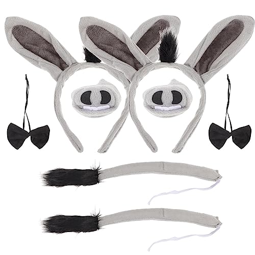Esel-Kostüm-Set Eselsohren Stirnband Eselschwanz Nase Fliege Rock Cosplay-Zubehör Für Tiere Party-Dekoration von PATKAW