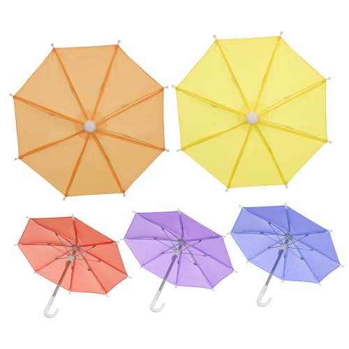 PATKAW Mini-Farbschirm-Puppenhausspielzeug: 5 Stück Mini-Regenschirm-Gartendekoration Hängende Dekorative Puppenzubehör-Fotografie-Requisiten Für Kinder (Zufällige Farbe) von PATKAW
