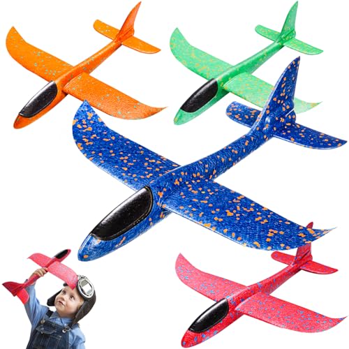 PATRICHOR Styroporflieger Flieger Styropor Kinder, 4 Stücke Flugzeug Styropor Wurfgleiter, Flugzeug Kinder, Segelflugzeug Kinder, Flugzeug Spielzeug Groß von PATRICHOR