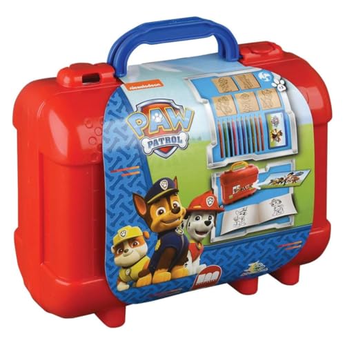 Multiprint Tashe Travel Set Paw Patrol Boy, Made in Italy, Malbucher, mit Puzzles und Buntstifte, Stempelset Kinder, in Holz und Naturkautschuk, Ungiftige Waschbare Tinte, Geschenkidee, 42903 von Multiprint