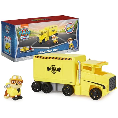 Paw Patrol, Big Truck Welpen, Spielzeug-LKW Umwandelnde Rubble mit Sammelfigur Actionfigur, Spielzeug für Kinder ab 3 Jahren von PAW PATROL