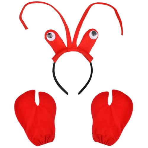PATURPINT Hummer Kostüm Zubehör Set, rotes Stirnband mit Antennen und Krallenhandschuhen PATURPINT Hummer Kostüm Zubehör Set, rotes Stirnband mit Antennen und Krallenhandschuhen von PATURPINT