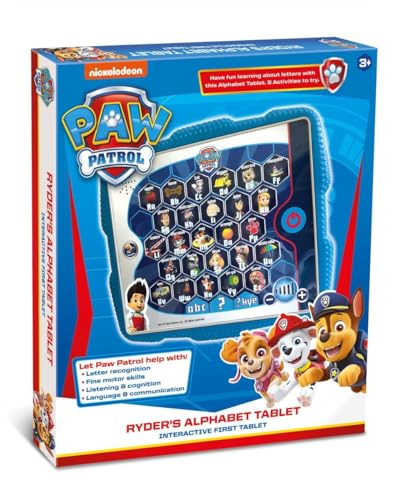 Paw Patrol Spielzeug, Paw Patrol Ryders Alphabet-Tablet-Spielzeug für Kinder – hilft dem Kind, Wörter und Tonerkennung zu entwickeln, Hören – mit 5 lustigen interaktiven Aktivitäten, ab 3 Jahren, Blau von Nickelodeon