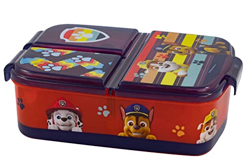p:os 33426088 - PAW Patrol - Brotdose für Kinder mit 3 Fächern, Lunchbox aus Kunststoff mit Clip-Verschlüssen, Vesperdose für Kindergarten, Schule und Freizeit von PAW PATROL