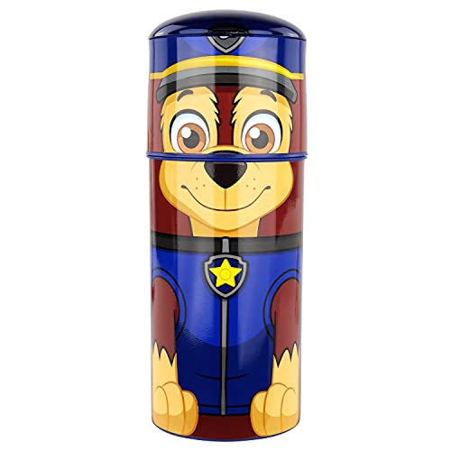 p:os 33663 - Trinkflasche für Kinder im Paw Patrol - Chase Design, ca. 350 ml, auslaufsicher, mit integriertem Strohhalm, aus Kunststoff (Tritan), bpa- und phthalatfrei von PAW PATROL