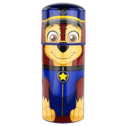 P:os 33663 - Trinkflasche für Kinder im Paw Patrol - Chase Design, ca. 350 ml, auslaufsicher, mit integriertem Strohhalm, aus Kunststoff (Tritan), bpa- und phthalatfrei von p:os