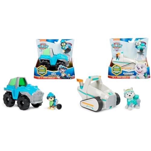 PAW PATROL, Dinosaurier-Rettungsfahrzeug mit Rex-Figur & Schneemobil mit Everest-Figur (Sustainable Basic Vehicle/Basis Fahrzeug), Spielzeug für Kinder ab 3 Jahren von PAW PATROL