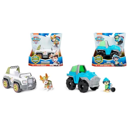 PAW PATROL, Jungle Cruiser mit Tracker-Figur & Dinosaurier-Rettungsfahrzeug mit Rex-Figur (Sustainable Basic Vehicle/Basis Fahrzeug), Spielzeug für Kinder ab 3 Jahren von PAW PATROL