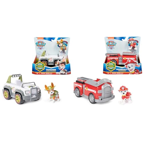PAW PATROL, Jungle Cruiser mit Tracker-Figur & Feuerwehr-Auto mit Marshall-Figur (Sustainable Basic Vehicle/Basis Fahrzeug), Spielzeug für Kinder ab 3 Jahren von PAW PATROL
