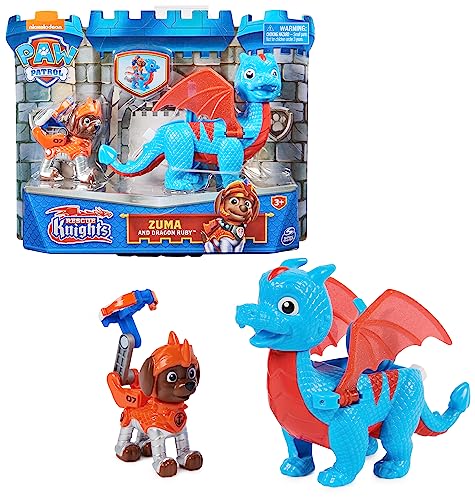 PAW PATROL, Rescue Knights Zuma und Dragon Ruby Actionfiguren-Set, Spielzeug geeignet für Kinder ab 3 Jahren von PAW PATROL