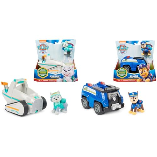 PAW PATROL, Schneemobil mit Everest-Figur & Polizei-Fahrzeug mit Chase-Figur (Sustainable Basic Vehicle/Basis Fahrzeug), Spielzeug für Kinder ab 3 Jahren von PAW PATROL