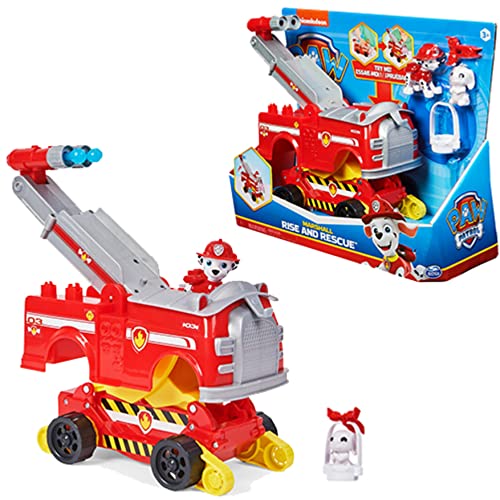 PAW PATROL, 10. Jubiläum, Marshalls Rise and Rescue verwandelbares Spielzeugauto mit Actionfiguren und Zubehör, ab 3 Jahren, Polizeifahrzeug von PAW PATROL