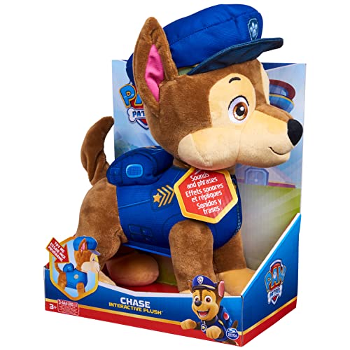 PAW PATROL Interaktives Plüschtier Chase - mit wedelndem Schwanz, 20+ Geräuschen und Musik, ca. 32 cm, ab 3 Jahren von PAW PATROL