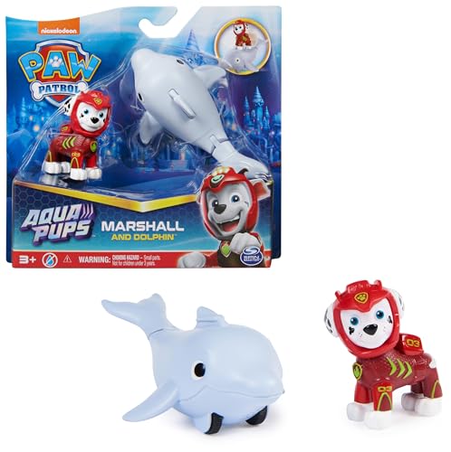 PAW PATROL, Aqua Pups - Hero Pups Actionfiguren-Set mit 1 Marshall Welpenfigur und 1 Delfin Figur, Spielzeug geeignet für Kinder ab 3 Jahren von PAW PATROL