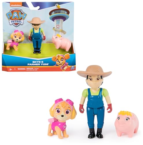 PAW Patrol Hero Pups – Actionfiguren-Set mit 1 Skye Hundefigur, 1 Bäuerin Yumi Figur und 1 Schweinchen, Spielzeug geeignet für Kinder ab 3 Jahren von PAW Patrol