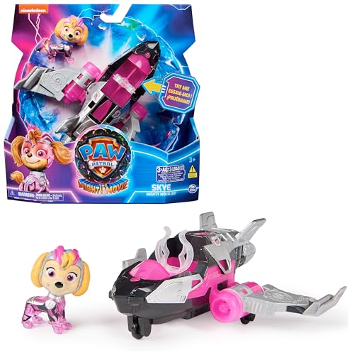 PAW Patrol: Der Mighty Kinofilm, Superhelden-Basis-Fahrzeug von Skye mit Welpenfigur, Flugzeug mit Licht- und Geräuscheffekten, Spielzeug geeignet für Kinder ab 3 Jahren von Paw Patrol