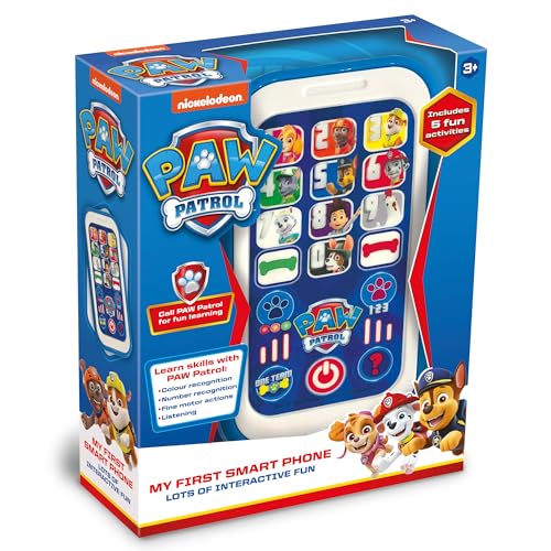 Paw Patrol Toys PAW01 erstes Smartphone-Spielzeug hilft Kindern Entwicklung, Erkennung, Hören und Motorik – verfügt über lustige interaktive Aktivitäten, ab 3 Jahren, hellgrau, My First Smart Phone von Nickelodeon