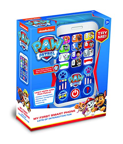 Paw Patrol Toys PAW01 erstes Smartphone-Spielzeug hilft Kindern Entwicklung, Erkennung, Hören und Motorik – verfügt über lustige interaktive Aktivitäten, ab 3 Jahren, hellgrau, My First Smart Phone von Nickelodeon