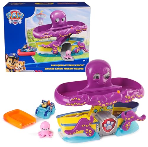 PAW PATROL Pup Squad - Oktopus Spielset mit Rennstrecke, Rampe, Chase Pup Squad Racer und Baby-Tintenfisch, geeignet für Kinder ab 3 Jahren von PAW PATROL