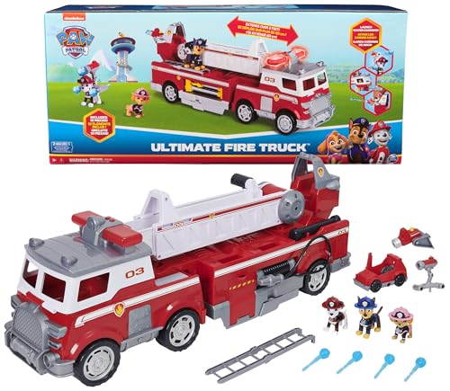 PAW PATROL Ultimate Rescue Fire Truck with 2 Ft. Ladder, Lights, Sounds, a Mini Toy Car, Chase, Marshall & Skye Figures, Toys for Boys & Girls Ages 3+ von PAW PATROL