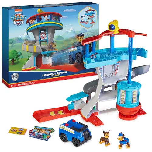 PAW Patrol, Lookout Tower, Hauptquartier Spielset mit 1 Chase Basis Fahrzeug, 2 Chase Figuren und Zubehör, geeignet für Kinder ab 3 Jahren von Spin Master Games
