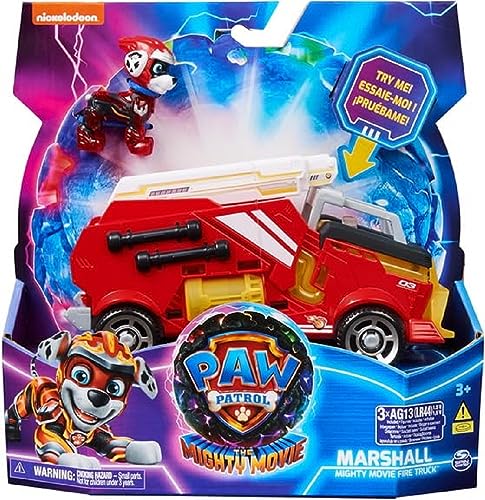 PAW PATROL: Der Mighty Kinofilm, Superhelden-Basis-Fahrzeug Spielzeugauto mit Welpenfigur, unterschiedliche Varianten, Licht- und Geräuscheffekte, Spielzeug geeignet für Kinder ab 3 Jahren von PAW PATROL