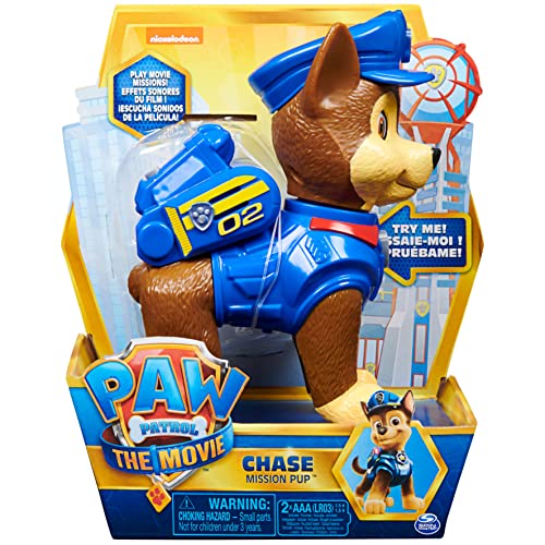 PAW Patrol Interaktive 15cm große Chase Mission Pup-Figur aus dem Kinofilm, mit Geräuscheffekten, ab 3 Jahren von PAW PATROL