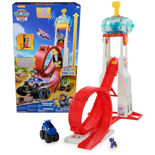 PAW Patrol Rescue Wheels - Superloop Tower, extragroßer Tower mit Startrampe und Looping, Licht- & Geräuscheffekten, inkl. Chase Monstertruck und Figur, Spielzeug für Kinder ab 3 Jahren von PAW Patrol