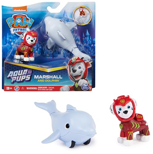 Paw Patrol, Aqua Pups - Hero Pups Actionfiguren-Set mit 1 Marshall Welpenfigur und 1 Delfin Figur, Spielzeug geeignet für Kinder ab 3 Jahren von Paw Patrol