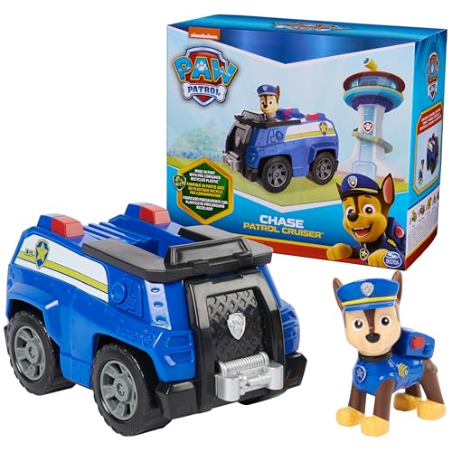 Paw Patrol, Chase's Patrol Cruiser, Spielzeugauto mit Sammel-Actionfigur, nachhaltig denkendes Kinderspielzeug für Jungen & Mädchen ab 3 Jahren von PAW PATROL