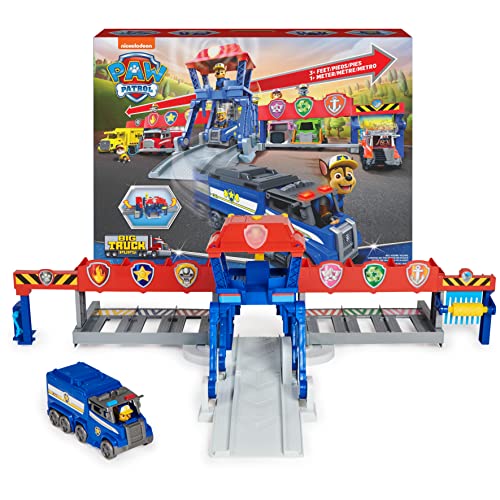 Paw Patrol 6065528 Big Pups, Truck Stop HQ, 91,4 cm breites transformierendes Spielset, Actionfiguren, Spielzeugautos, Lichter und Geräusche, Kinderspielzeug für Kinder ab 3 Jahren, Black von PAW PATROL