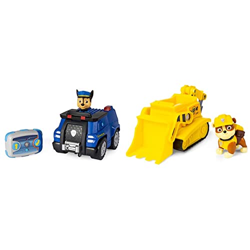 Paw Patrol Chases ferngesteuertes Polizeiauto mit Fernbedienung, Spielzeug für Kinder ab 3 Jahren, Batteriebetrieben & Baustellen-Fahrzeug mit Rubble-Figur (Basic Vehicle/Basis Fahrzeug) von PAW PATROL